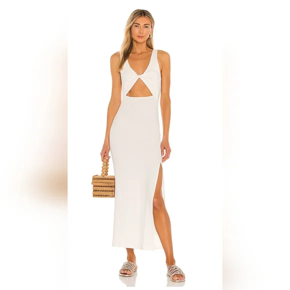 NWT L'Space Nico cut-out midi dress in cream size medium - Picture 1 of 14